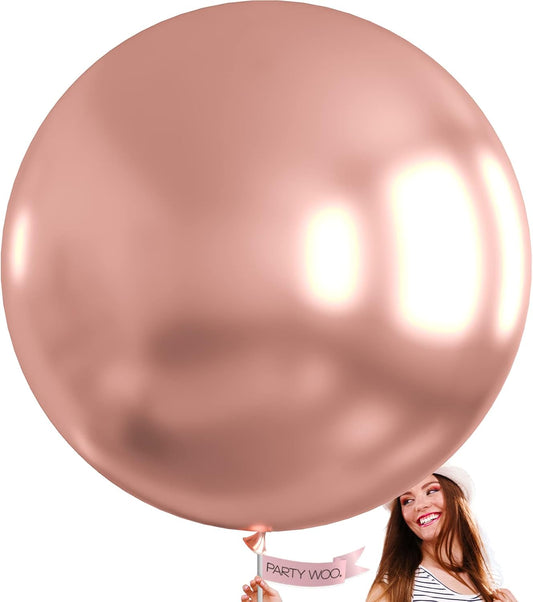 PartyWoo Rose Gold Balloons - 36 Inch Metallic Chrome for Weddings & Celebrations | 4 Pack