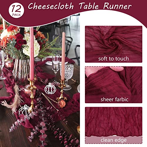 Burgundy Cheesecloth Table Runner 35x120 Inches for Wedding Party Decor - Variation of THIS listing
