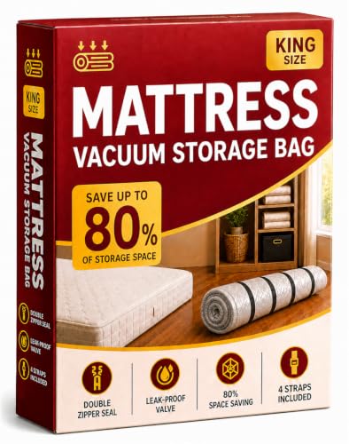 King/Cal King Mattress Vacuum Bag with Straps for Moving & Storage