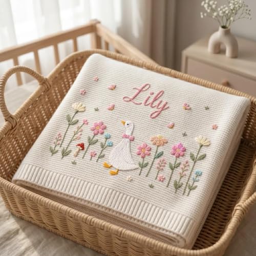 Baby Blanket Custom Knit Embroidered with Name for Girls & Boys - Style 6