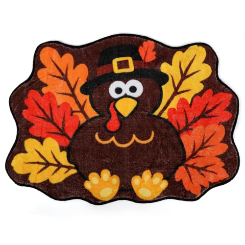 Thanksgiving Turkey Bathroom Rug Mat - Fall Decor for Kitchen & Entryway