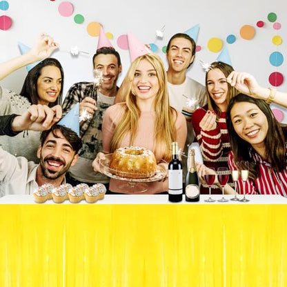Macaron Yellow Foil Fringe Table Skirt 29x108 Inches Party Decor 3 Pack