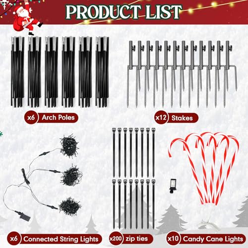 Christmas Driveway Arch Lights & Candy Cane Stakes 16pcs Warm White
