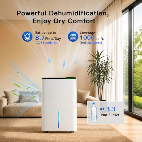 White 1000 Sq. Ft Smart Compressor Dehumidifier with Drain Hose