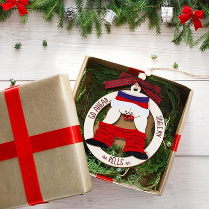 Funny Christmas Wooden Ornament Set - White Elephant Holiday Decor, 2 Pack