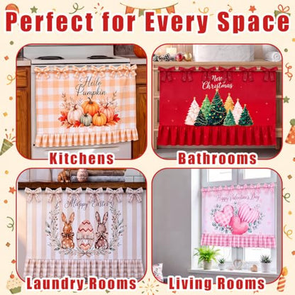 Fall Oven Skirt Pumpkin Oven Curtain 4-Piece Seasonal Kitchen Decor - Fall Style