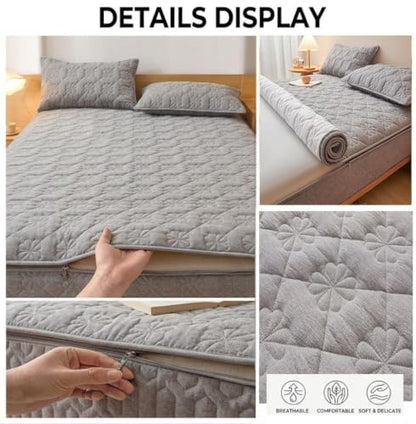 Queen Mattress Encasement Fully Zippered Dustproof Cover Gray 59x79x8