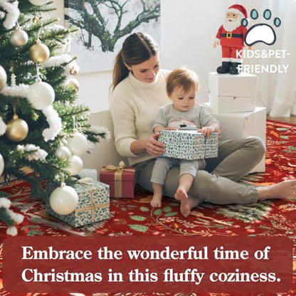 2' x 3' Christmas Entryway Rug - Non Slip Holiday Welcome Mat, Red