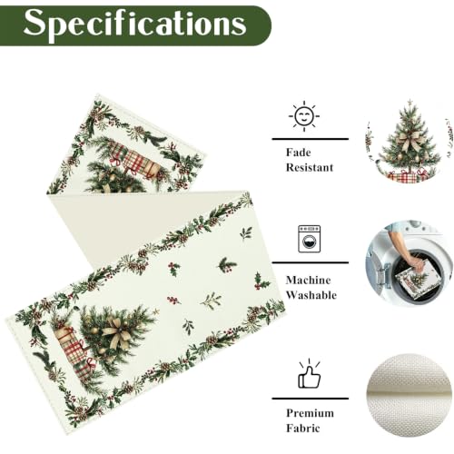 Christmas Tree Table Runner 13x72 Inches Farmhouse Holiday Dining Decor - Variation of THIS listing