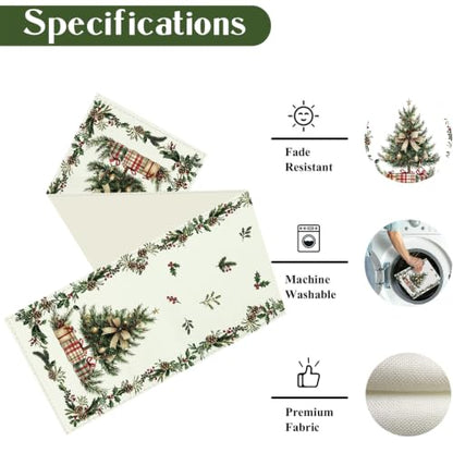Christmas Tree Table Runner 13x72 Inches Farmhouse Holiday Dining Decor - Variation of THIS listing