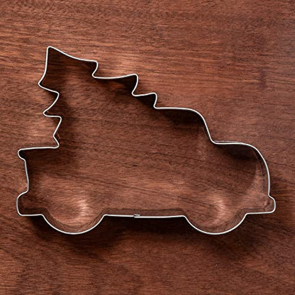 Christmas Tree Pickup Truck Cookie Cutter - Festive Baking Tool, 4.9 x 3.6 inches