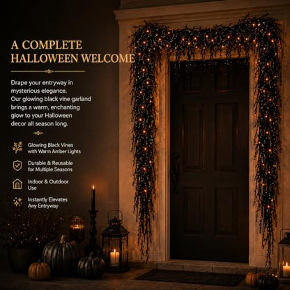 Halloween Spooky Vine Lights Garland for Mantel Door & Window - 3.3ft