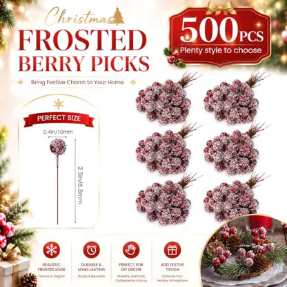 Artificial Holly Berries - Mini Burgundy Snowberry for Christmas Decor, 500 Pcs