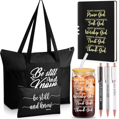 Shinylin 7-Piece Christian Gift Set for Women - Biblical Inspirational Presents - Black Variation