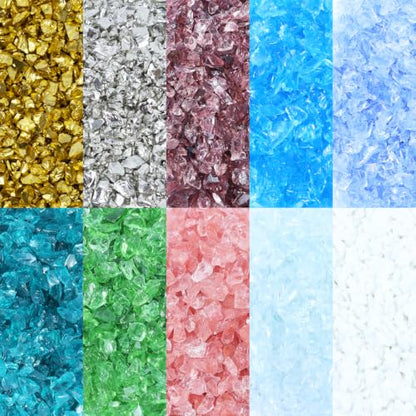 Crushed Glass Glitter Set of 10 - Multicolor, 3-6mm, 450g for Resin Art Crafts