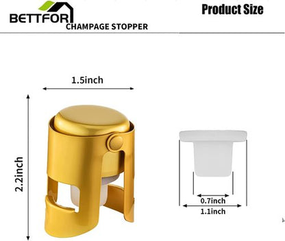 Champagne Stoppers with Stainless Steel Champagne Saver with Food Grade Silicone Leak proof Keep Fresh Suitable for Champagne, Cava, Prosecco and Sparkling(Gold, 1 Pack)