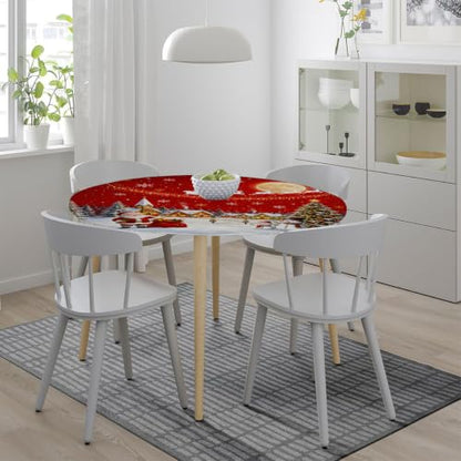 A03 Christmas Round Fitted Tablecloth 42 Inch Xmas Decor Elastic Waterproof