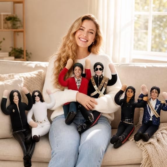 6-Piece Pop Star Plush Doll Set with Bendable Wire Armature - Iconic Music Legends