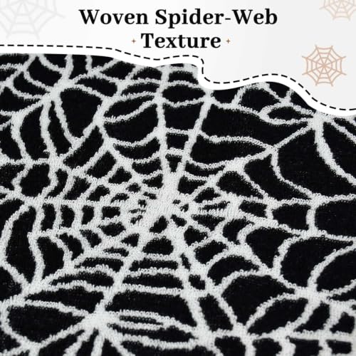Halloween Spider Web Hand Towels Set of 2 - Black and White Decorative Towels