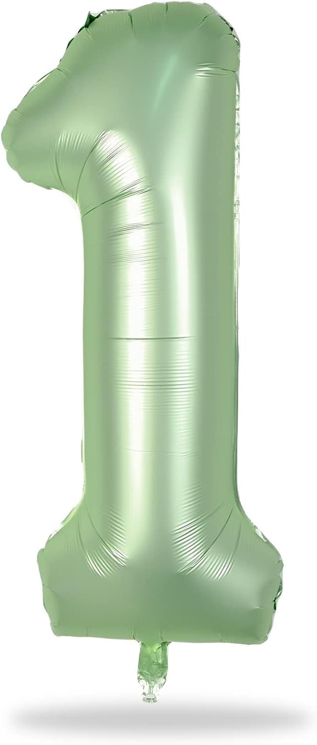 Sage Green 40-Inch Giant Helium Foil Balloons | Self-Inflating Number 0-9 for Birthday & Party Decor