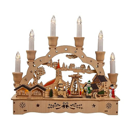 Battery Operated LED Musical Christmas Village with Motion - 10.2 Inch Holiday Decor