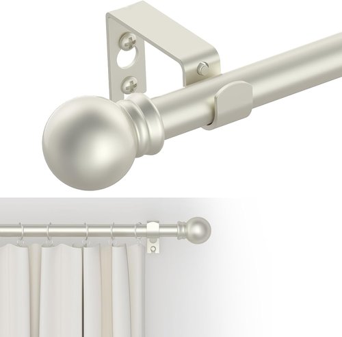 GXOACKJ Decorative Curtain Rods - Heavy Duty Metal, 32-48 Inch, Nickel Finish with Brackets