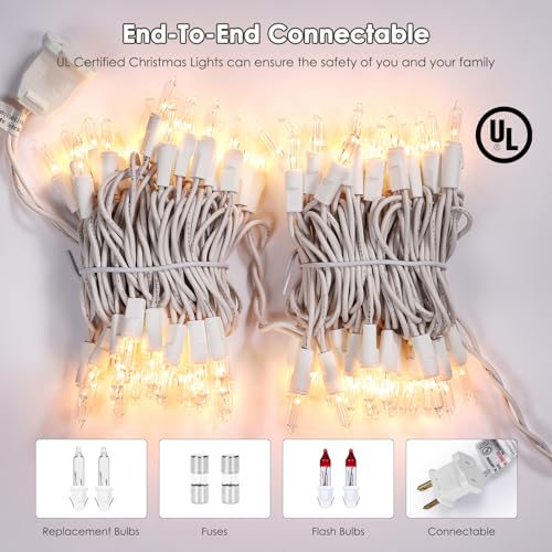 Meteds Christmas String Lights 50 Count Warm White Connectable 13Ft White Wire