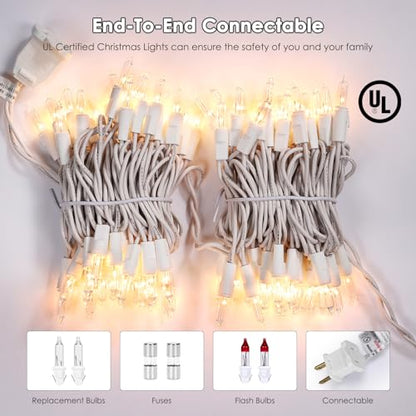Meteds Christmas String Lights 50 Count Warm White Connectable 13Ft White Wire