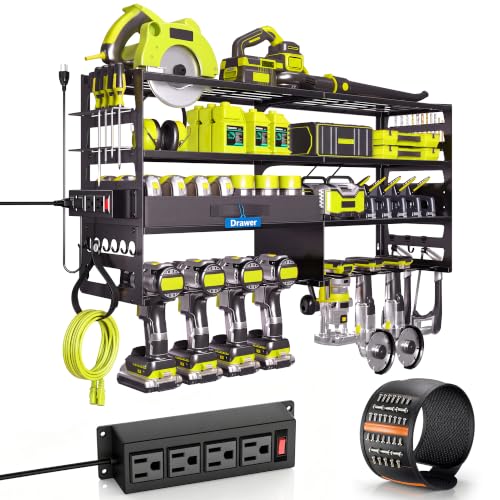Gotega Heavy Duty Power Tool Wall Mount Organizer Black - 600lb Capacity