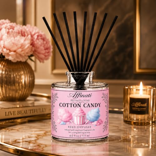 Affinati Cotton Candy Reed Diffuser - Highly Fragrant Home Fragrance