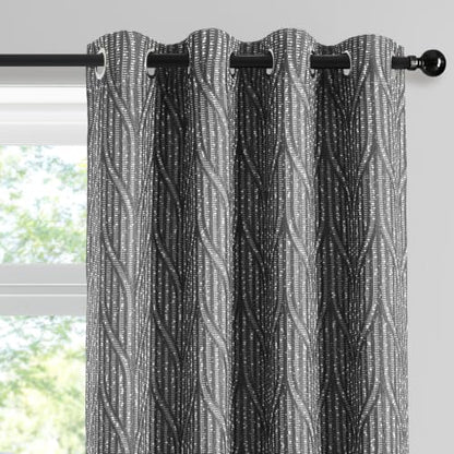 Dark Grey & White Full Blackout Curtains 52x84 Inches, 2 Panels - Geometric Room Darkening Drapes (Variation of THIS listing)