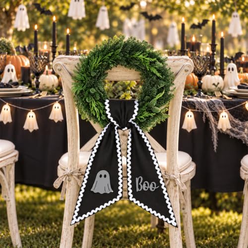 Halloween Ghost Wreath Sash for Front Door - Boo Design, 55 Inch