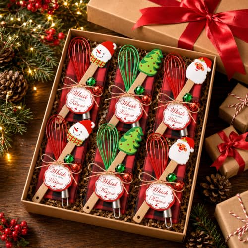 Christmas Spatula Baking Gift Set - Red Green Wood Handles, 18pcs