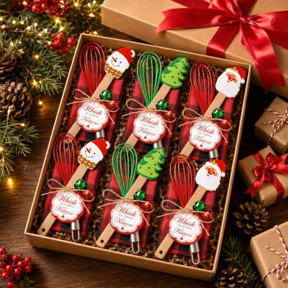 Christmas Spatula Baking Gift Set - Red Green Wood Handles, 18pcs
