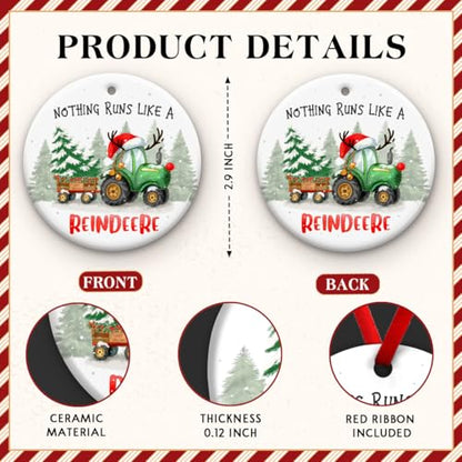 Funny Tractor Reindeer Christmas Ornament - Rustic Farmhouse Holiday Decor