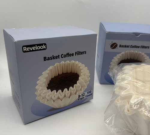 Coffee Filters | 8-12 Cup | 100 Count White Disposable Basket Filters - 7.875 Inch x 3.25 Inch