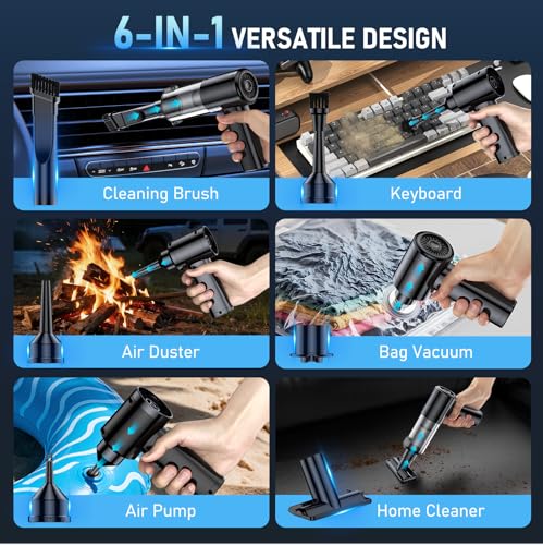 Cordless Car Vacuum Cleaner 35,000Pa Power Handheld with Air Duster - Gray