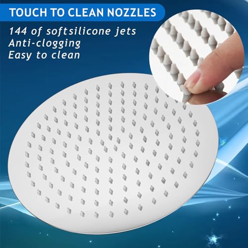 Voolan Rain Shower Head with Filter - Chrome 12-Inch High Flow Bathroom Rainfall