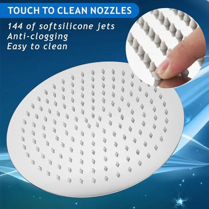 Voolan Rain Shower Head with Filter - Chrome 12-Inch High Flow Bathroom Rainfall