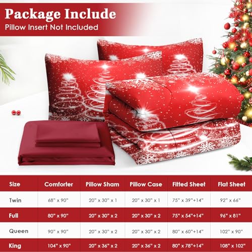 Queen Christmas Comforter Set with Sheets - Star Pattern, 7 Pieces Winter Bedding