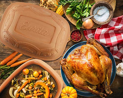 Eurita Clay Roaster, Non-Stick Dutch Oven, Healthy Clay Pot Cooking, Clay Baker,With Free Recipe Guide, 4 Quarts