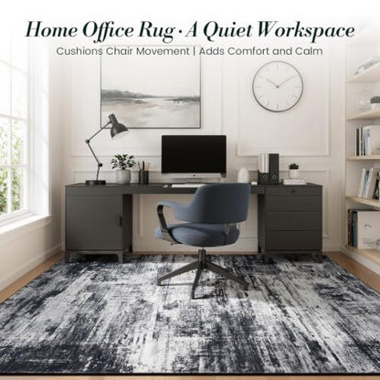 Living Room Rug 5x7 Black White Grey Washable Modern Abstract Floor Mat - Variation of THIS listing