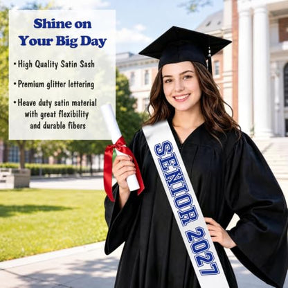 Blue 6PCS Senior Sash 2027 Cheerleader Sash for Graduation Party