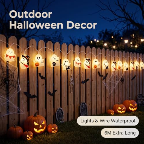 Halloween Ghost String Lights 20FT 40LED Battery Operated - Variation: Ghost
