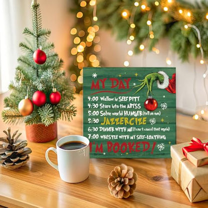 My Day Christmas Wooden Sign - Rustic Holiday Home Decor, 5x5 Inch