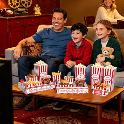 Movie Night Snack Trays with Popcorn & Snack Boxes - Red / 32