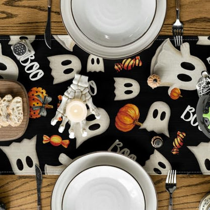 Halloween Table Runner 13x72 Inch Black Polyester Party Decor - Artoid Mode