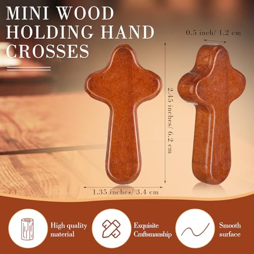 Mini Wooden Prayer Cross Set - Coffee Color, 200 Pieces Christian Gifts for Baptism & Communion