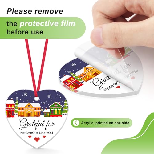 Neighbor Heart Acrylic Ornament for Women - Grateful for Neighbors Like You, Christmas & Birthday Gift