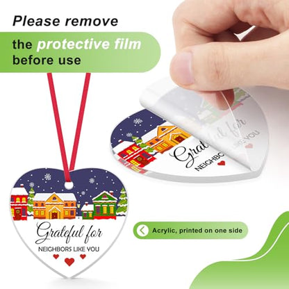 Neighbor Heart Acrylic Ornament for Women - Grateful for Neighbors Like You, Christmas & Birthday Gift